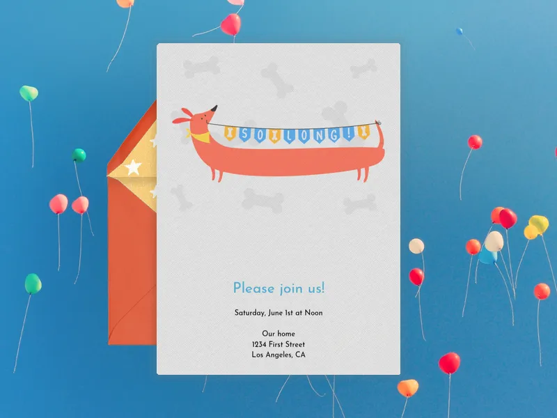 So Long Dachshund Invitation premium template design