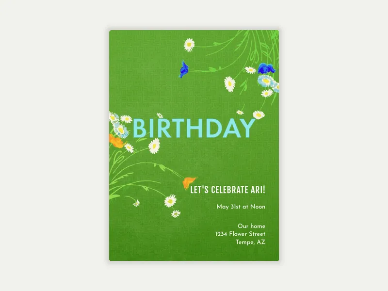 Spring Birthday Invitation free template design