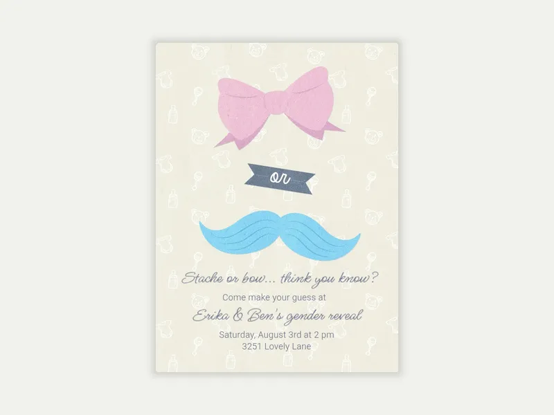 Stache or Bow Invitation free template design