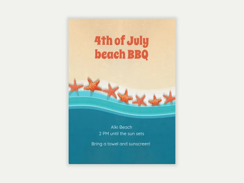 Starfish and Stripes Invitation free template design