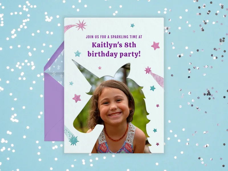 Blue Starstruck Unicorn (Photo) - birthday_forkids - Invitation