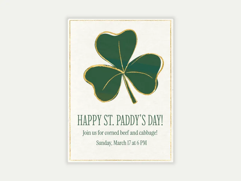 St. Paddy's Clover Invitation free template design