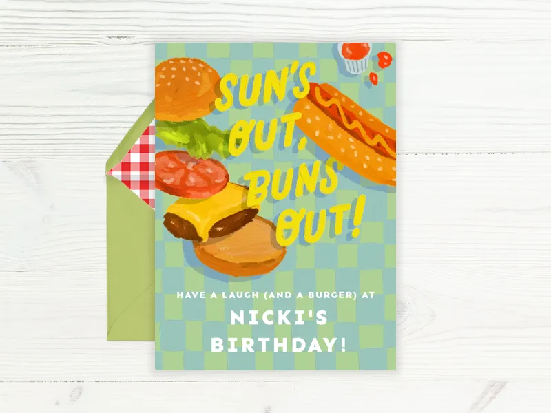 Sun's Out, Buns Out! - bbq - Invitation