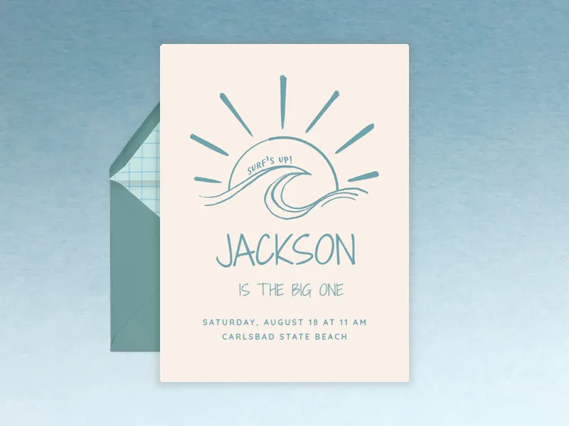 Surf’s Up, Little One Invitation premium template design