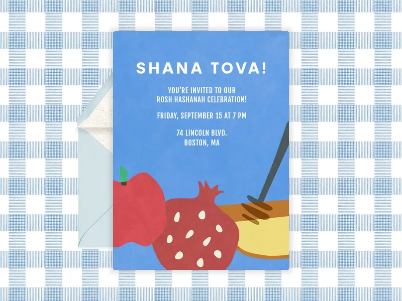 Sweet Rosh Hashanah Celebration Invitation premium template design