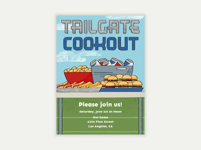 Tailgate Cookout Invitation free template design