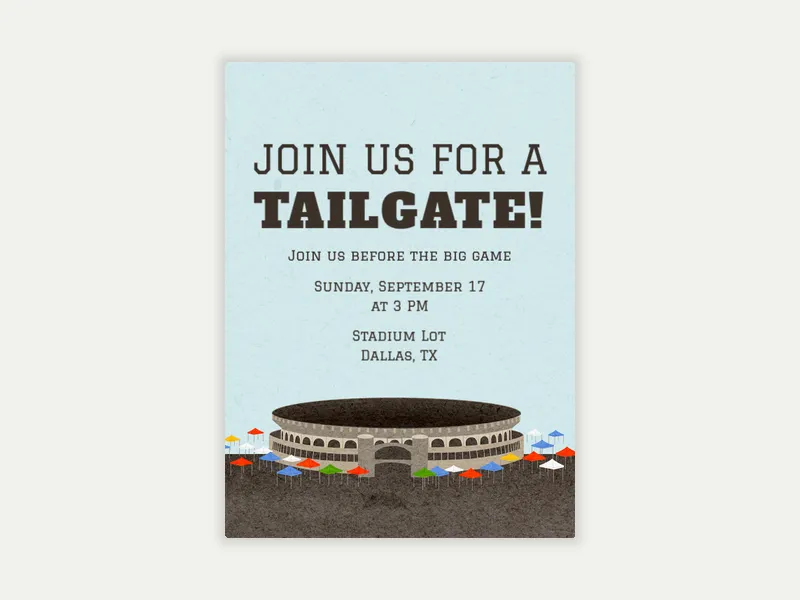 Tailgate Stadium - tailgating - Invitation