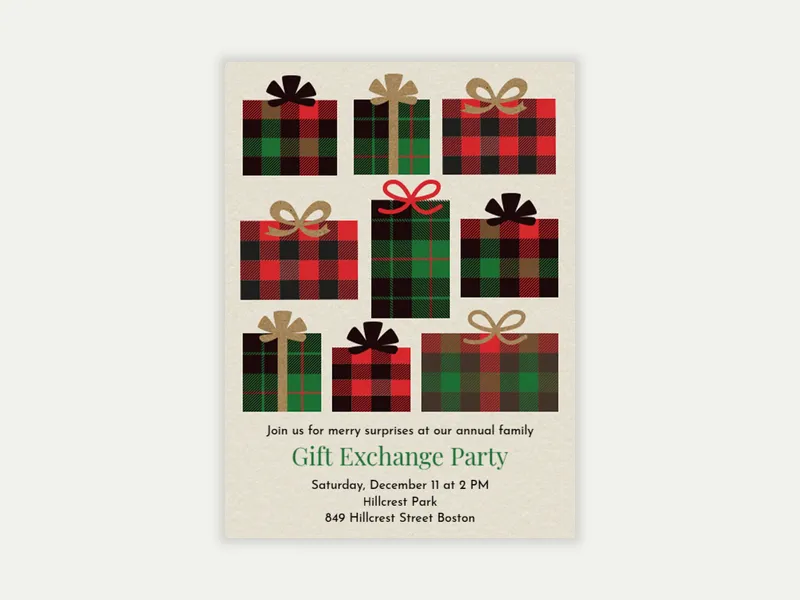 Tartan Gift Exchange Invitation free template design
