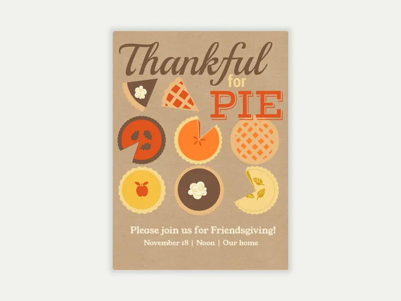 Thankful for Pie Invitation free template design