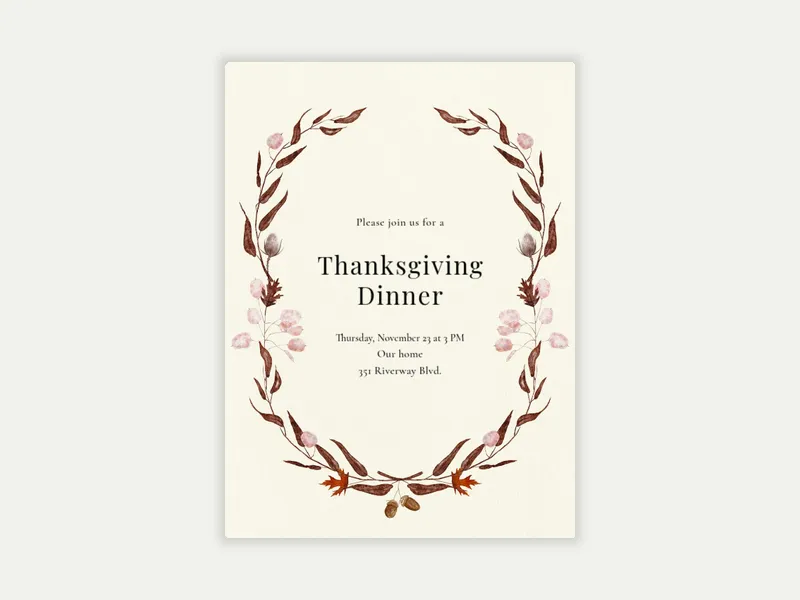 Thanksgiving Wreath Invitation free template design