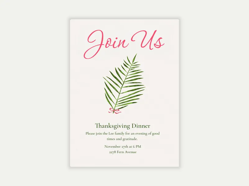 Tiny Party Ferns Invitation free template design