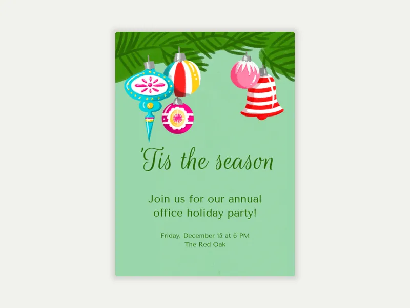 Tis the Season Branches Invitation free template design