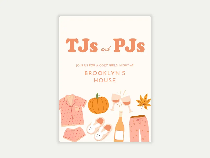 TJ's and PJs Invitation free template design