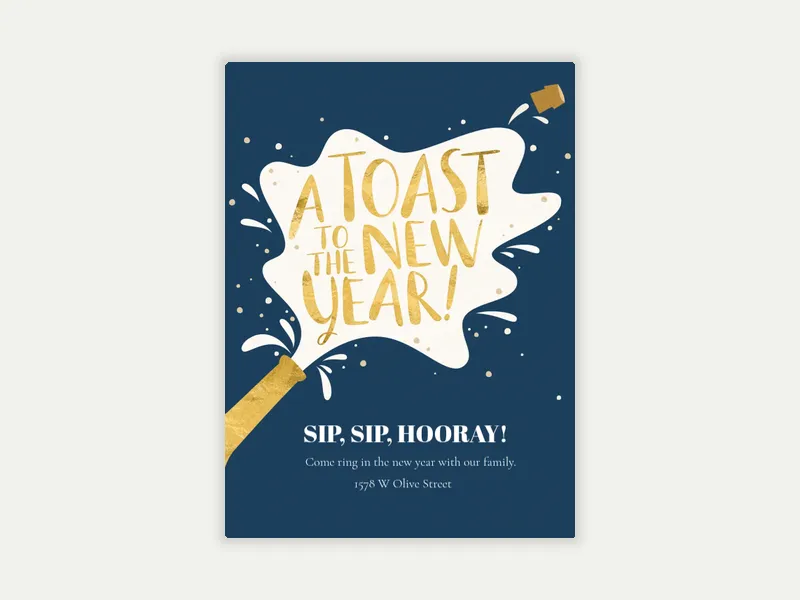 Toast to the New Year Invitation free template design