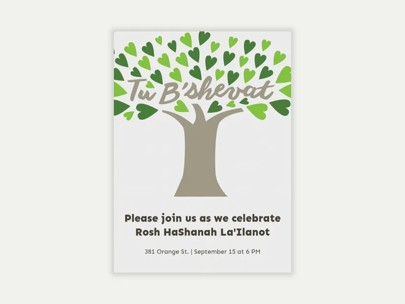 Tu BiShvat Invitation free template design