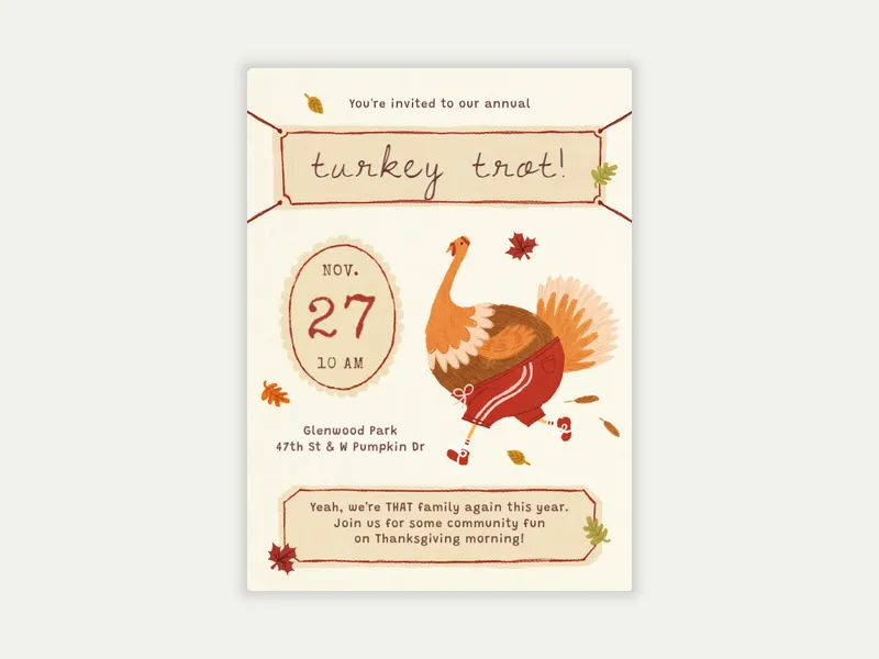 Turkey Trotting Invitation free template design