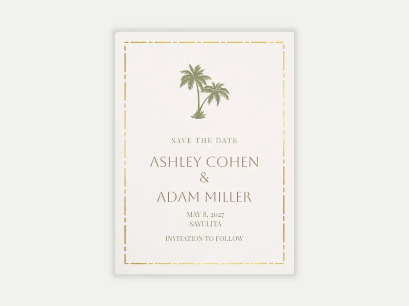Under the Palms - Save the Date free template design