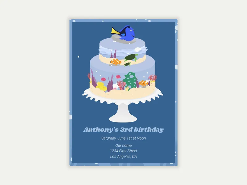 Under the Sea Cake Invitation free template design