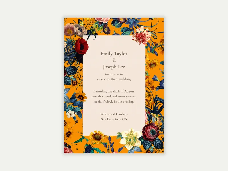 Vibrant Blooms Wedding Invitation free template design