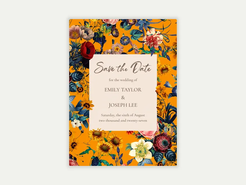Vibrant Blooms - Save the Date free template design