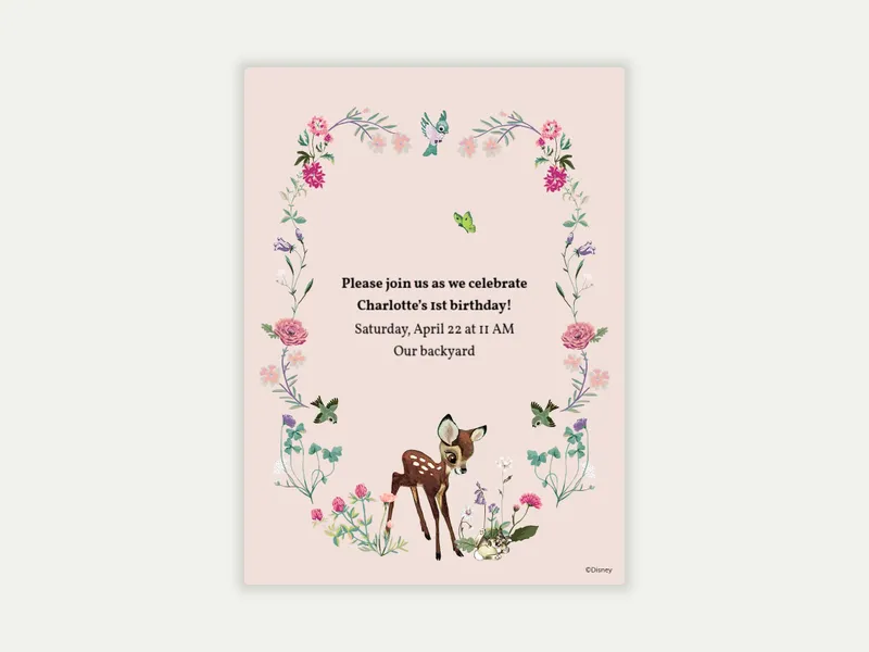 Disney’s Bambi: Vintage Bambi & Florals - featured - Invitation