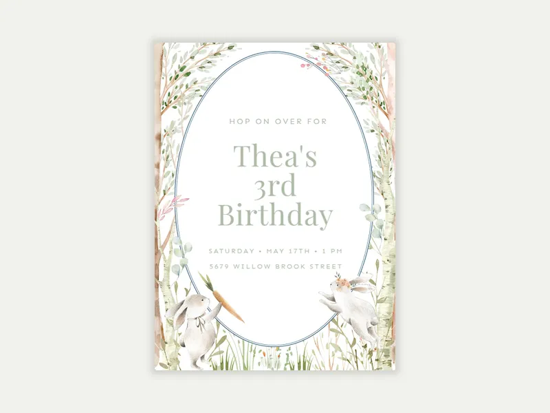 Watercolor Bunnies Invitation free template design