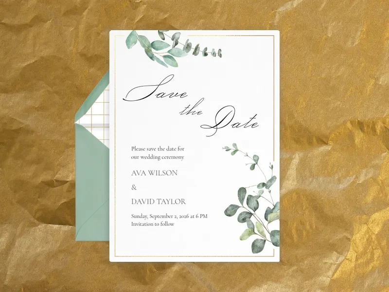 Watercolor Eucalyptus - Save the Date - baby_save_the_date - Invitation