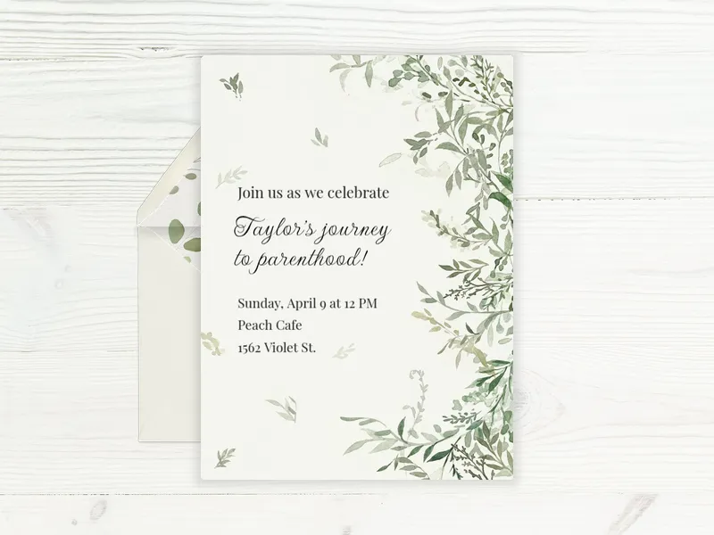 Watercolor Leaves Invitation premium template design