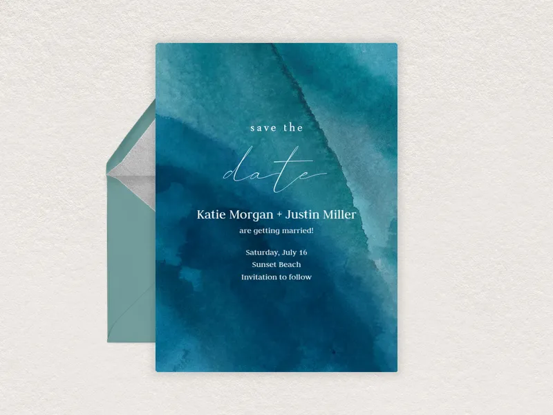 Watercolor Wave - Save the Date premium template design