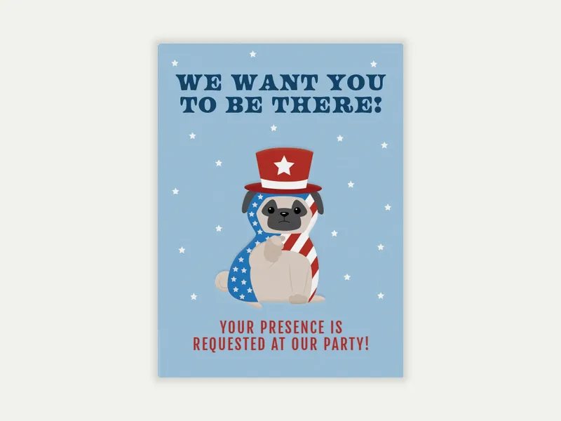 We Want You Pug Invitation free template design