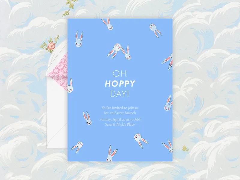 White Bunny Rabbit Invitation premium template design