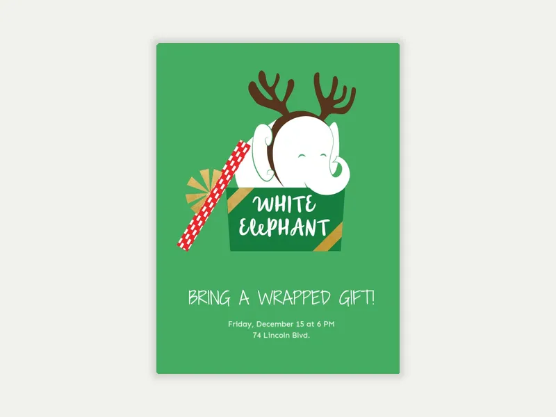 White Elephant Antlers Invitation free template design