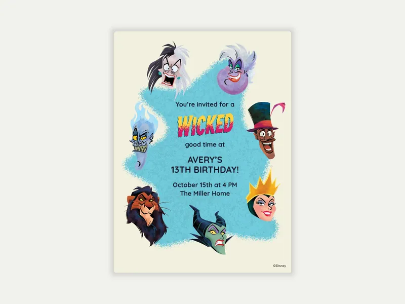 Disney: Iconic Villains Invitation free template design