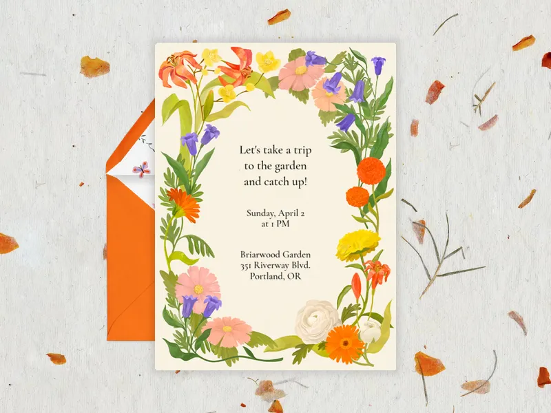 Wildflower Border Invitation premium template design