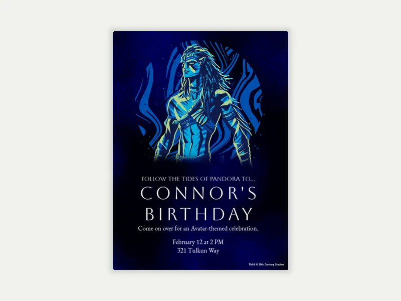 Avatar: Winds of Pandora Invitation free template design