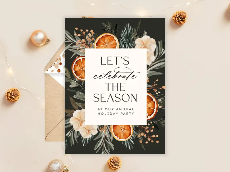 Winter Citrus Invitation premium template design