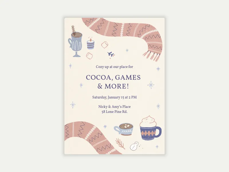 Winter Fuzzies Invitation free template design