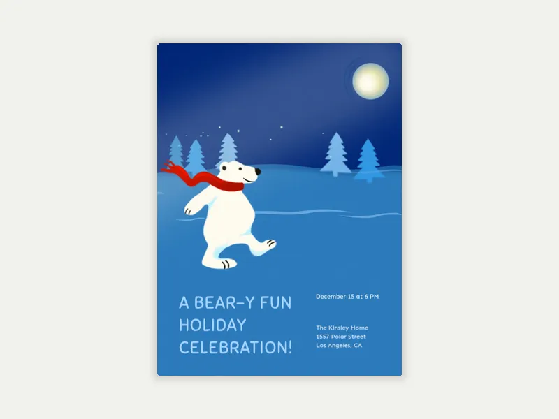 Winter Solstice Bears Invitation free template design