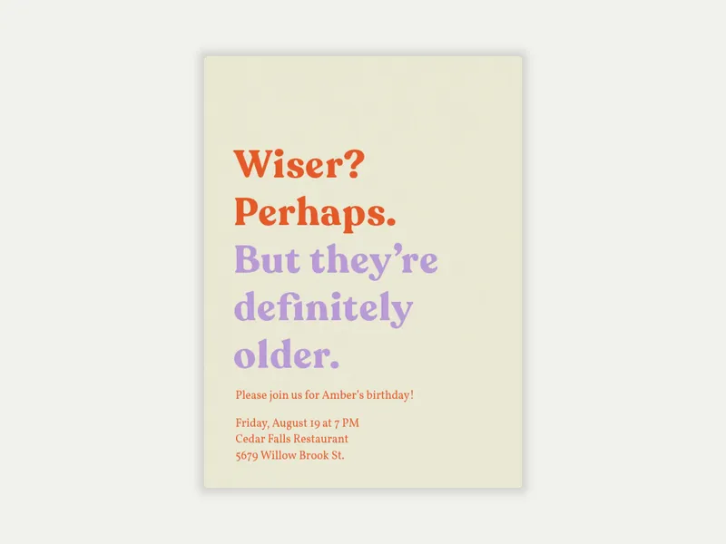 Wiser & Older Birthday Invitation free template design