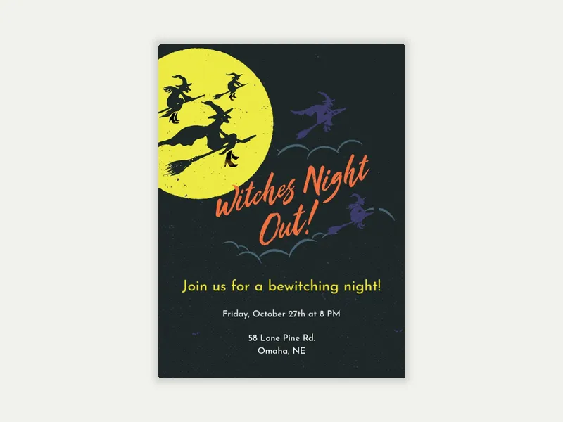 Witches Night Out Invitation free template design