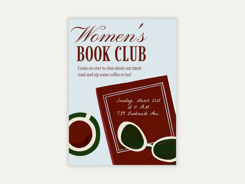 Women's Book Club Invitation free template design
