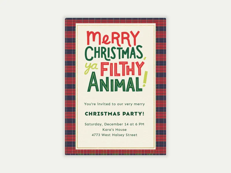 Ya Filthy Animal Invitation free template design