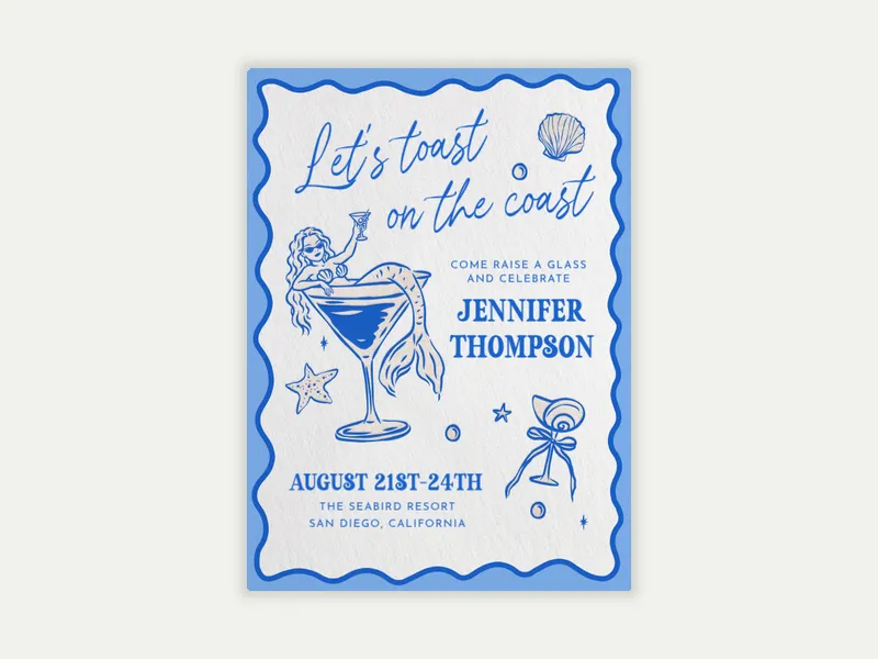 Mermaids & Martinis - bachelorette - Invitation