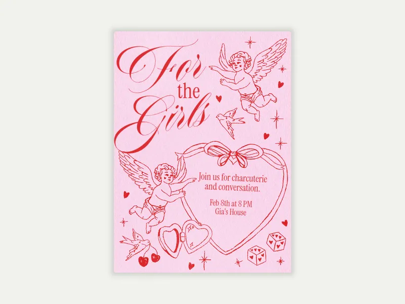 Cherubic Hearts - galentines_day - Invitation