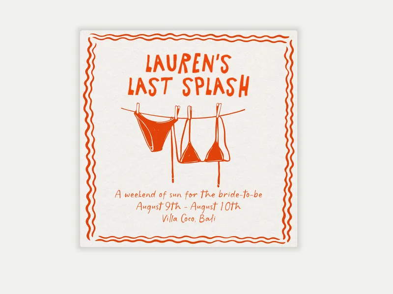 Bikini Season - bachelorette - Invitation