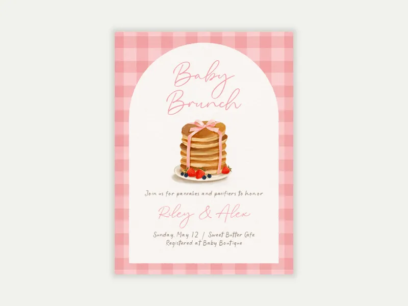 Gingham Brunch Invitation free template design