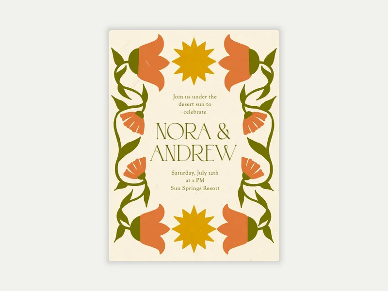 Folk Floral Invitation free template design