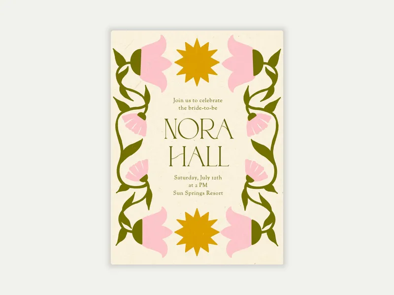 Folk Floral - floral - Invitation
