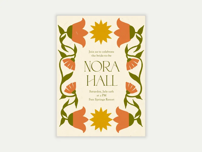 Folk Floral - floral - Invitation