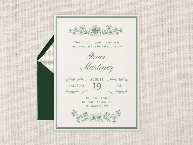 Vintage Embossed Florals Invitation premium template design